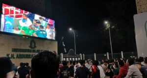 Suasana Nobar Piala Asia U23 di Kampus UIN Gus Dur Pekalongan, Warga dan Mahasiswa Sangat Antusias